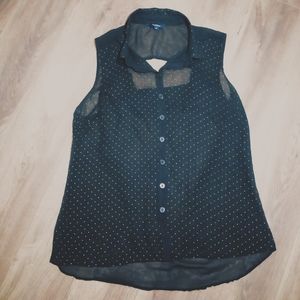 Reitmans Black Sheer Sleeveless Studded Blouse Top Size 13